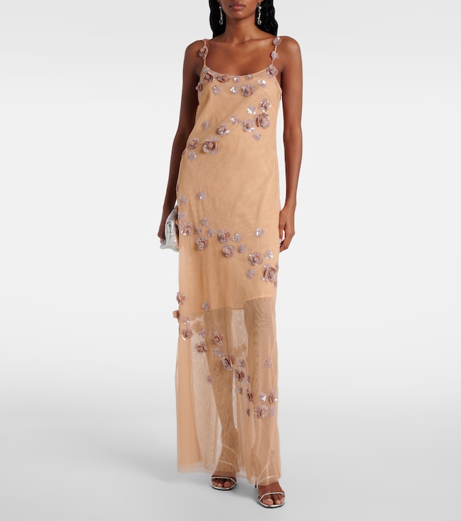 Blumarine Embroidered tulle gown 