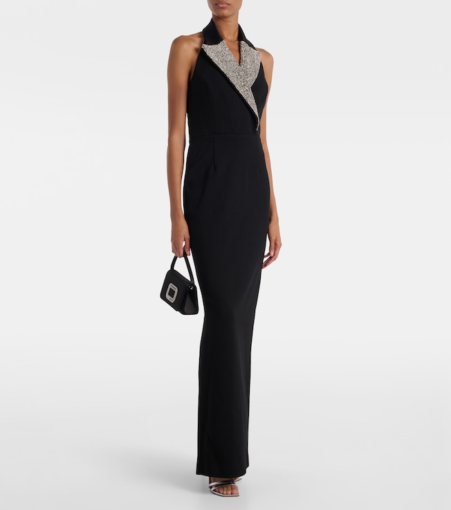 Rebecca Vallance Crystal-embellished halterneck maxi dress