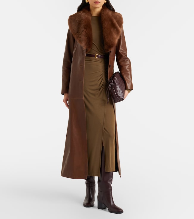 NOUR HAMMOUR Dakota shearling-trimmed leather coat