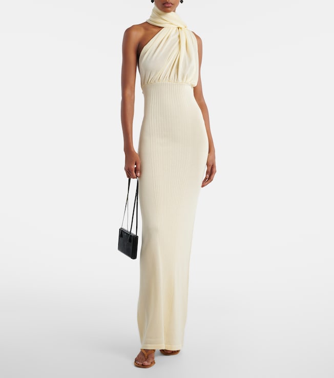 Aya Muse Thea scarf-detail ribbed-knit maxi dress