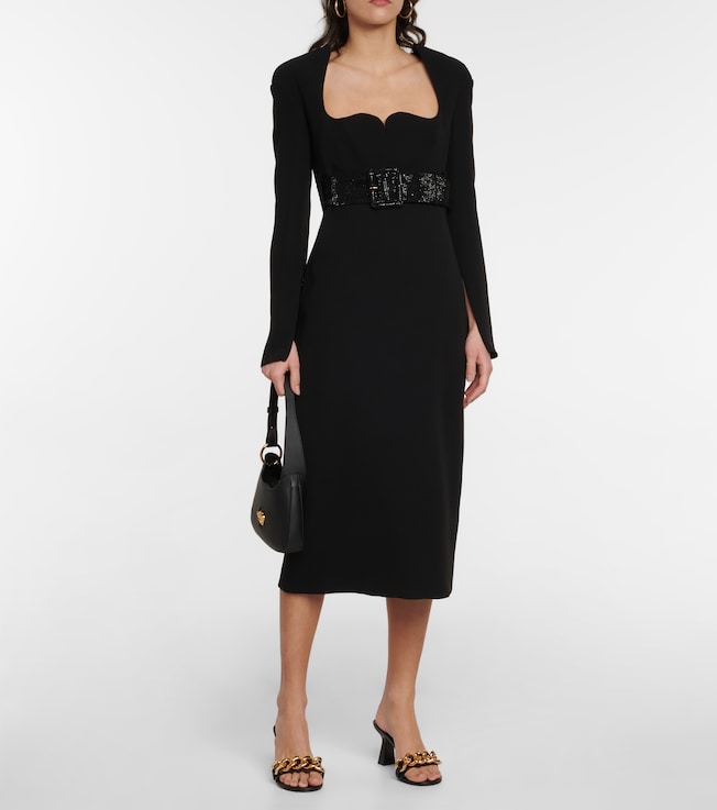 Versace Crystal-embellished silk midi dress