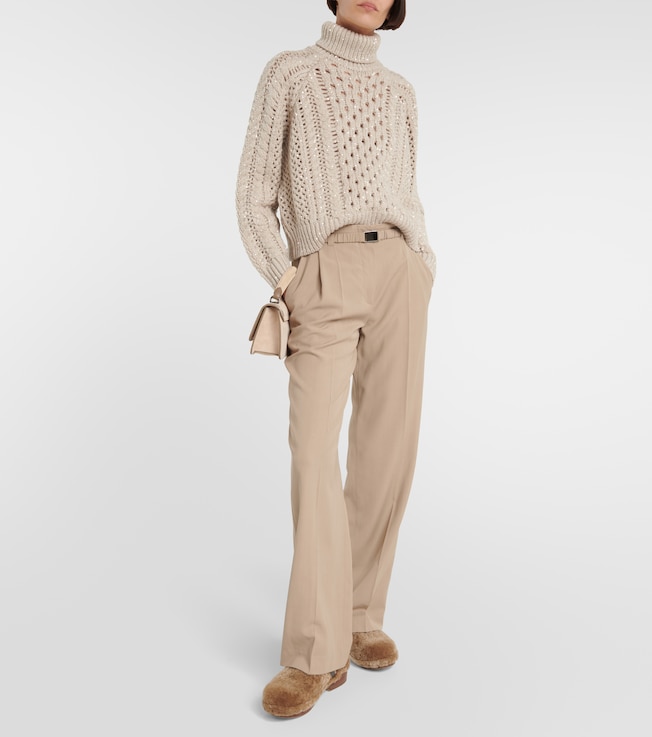 Brunello Cucinelli High-rise straight wool-blend pants