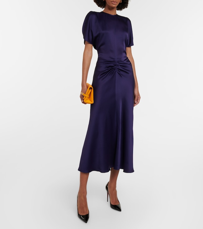 Victoria Beckham Gathered satin midi dress