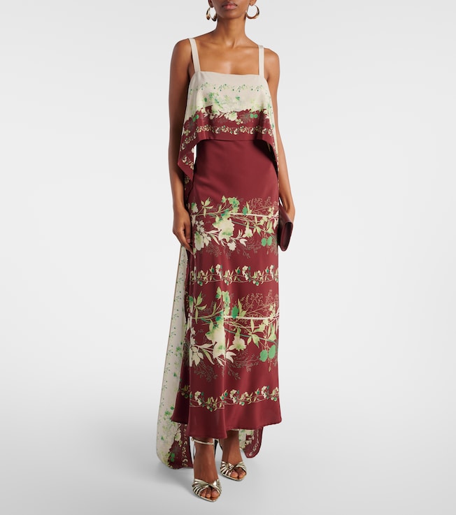 La DoubleJ Floral silk crêpe de chine midi dress