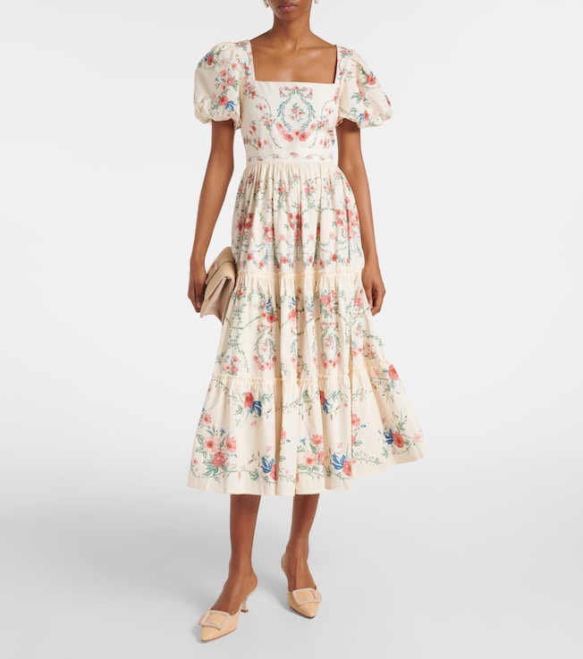 Agua by Agua Bendita Alga floral cotton poplin midi dress