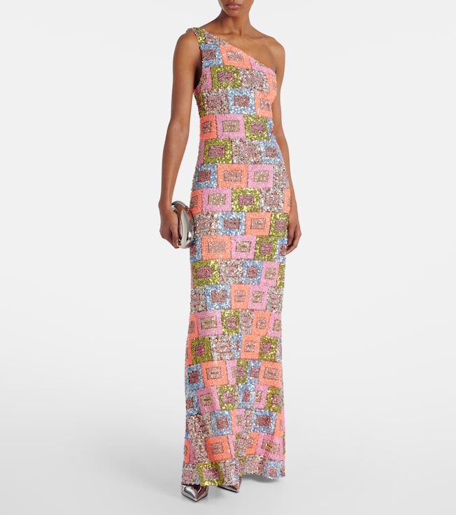 Taller Marmo Sequined one-shoulder gown