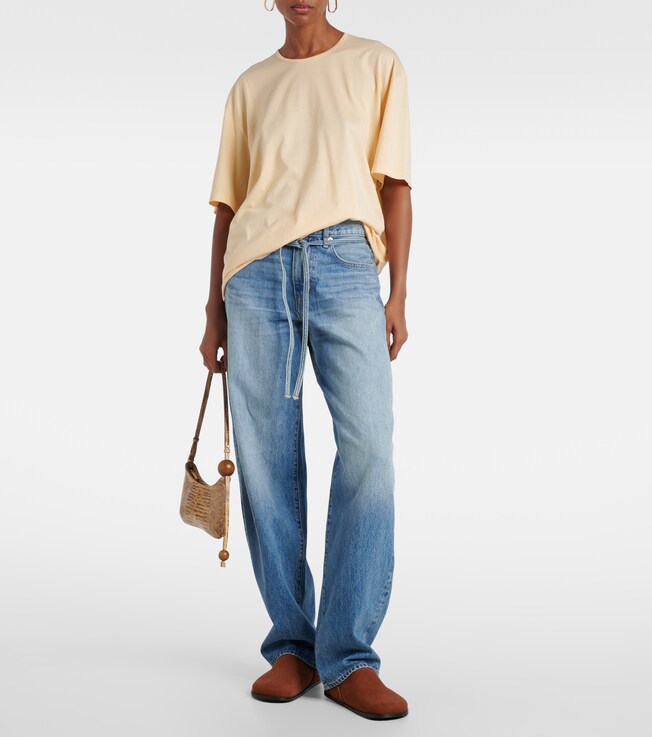 SLVRLAKE Hailey belted mid-rise barrel-leg jeans
