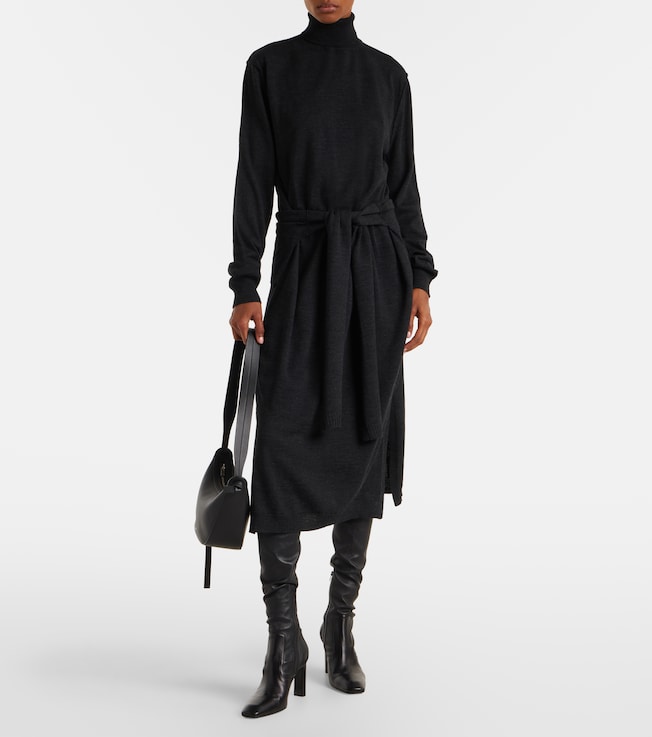Lemaire Turtleneck wool-blend midi dress