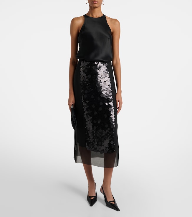 JOSEPH Cambo sequined chiffon midi skirt