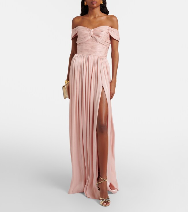 Costarellos Draped off-shoulder gown