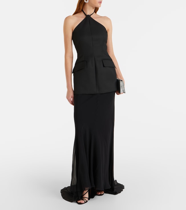 Sportmax Pinne silk-trimmed maxi dress