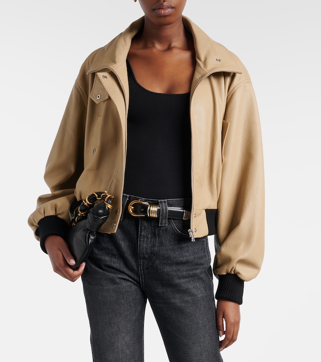 NOUR HAMMOUR Briar cropped leather blouson jacket