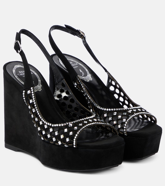 RENÉ CAOVILLA Embellished suede platform sandals
