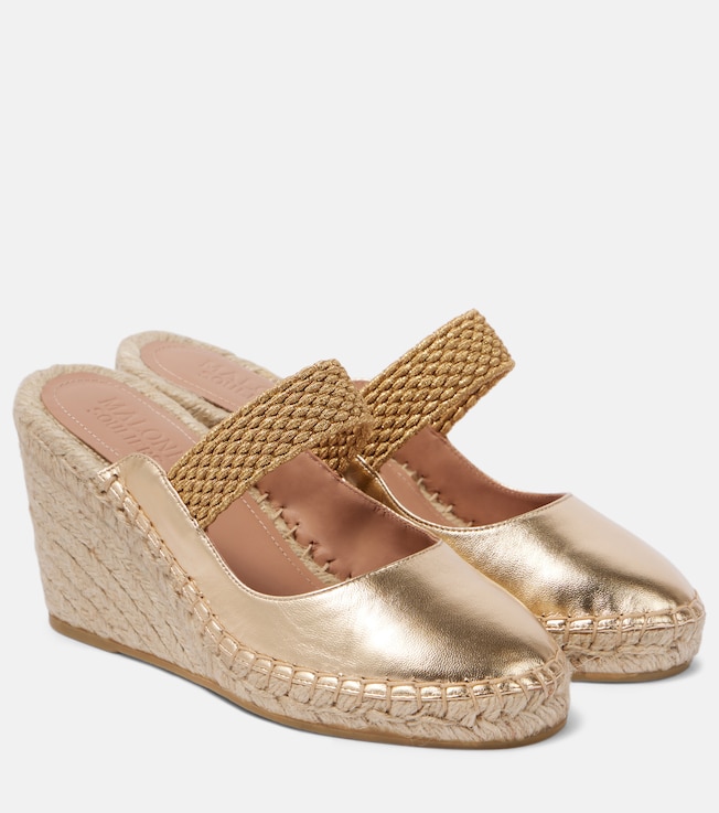 Malone Souliers Siena 70 leather espadrille wedges