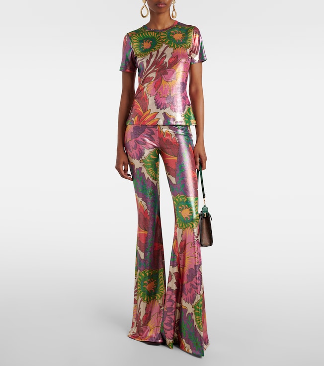 Etro Semi-sheer flared jersey pants