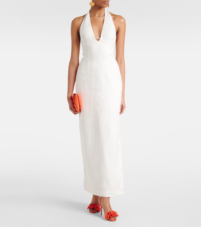 SIR. Violet halterneck linen maxi dress