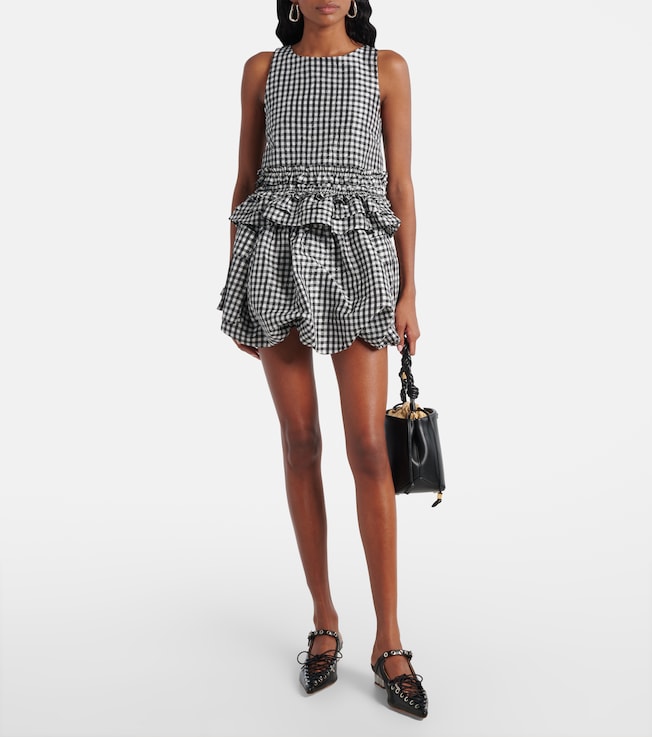 GANNI Gingham taffeta miniskirt