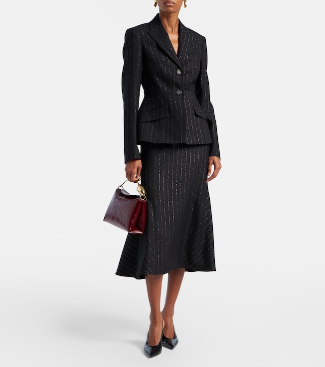 Erdem Pinstripe wool midi skirt