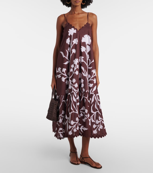 Juliet Dunn Scalloped cotton midi dress