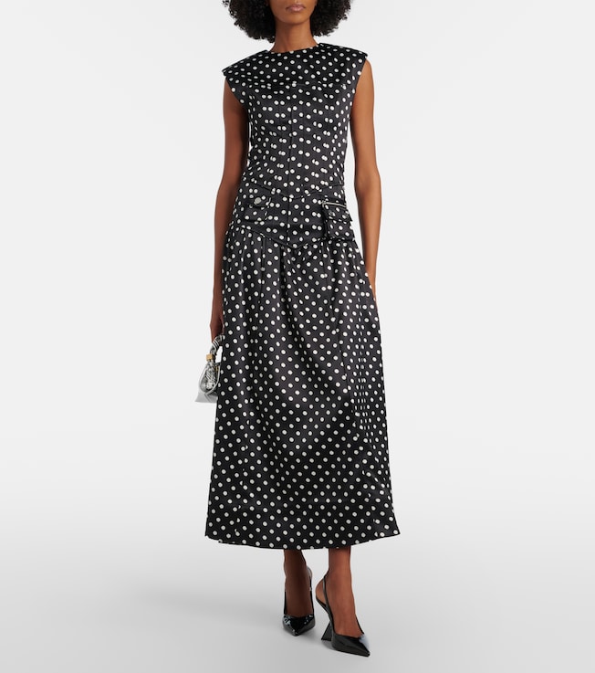 GANNI Polka-dot satin corset top