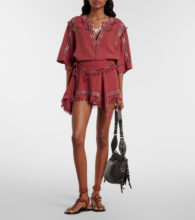 Isabel Marant Feriel embroidered silk wrap skirt