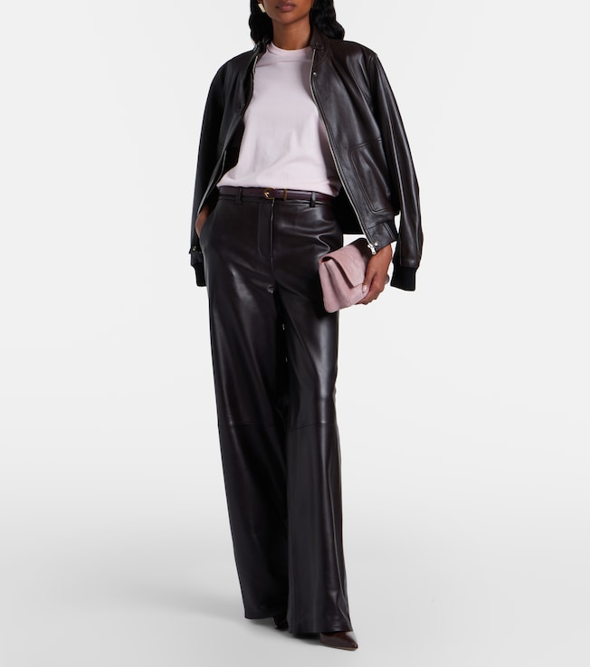 NOUR HAMMOUR Coda leather wide-leg pants