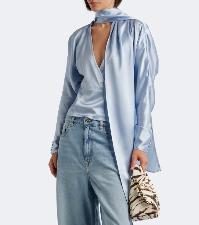 GANNI Scarf-detail blouse