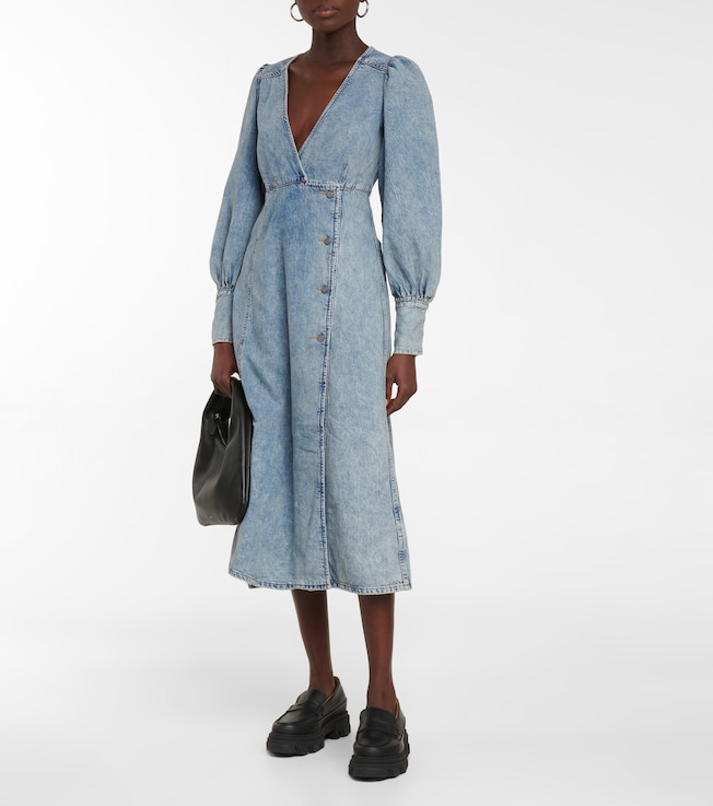 GANNI Denim midi dress