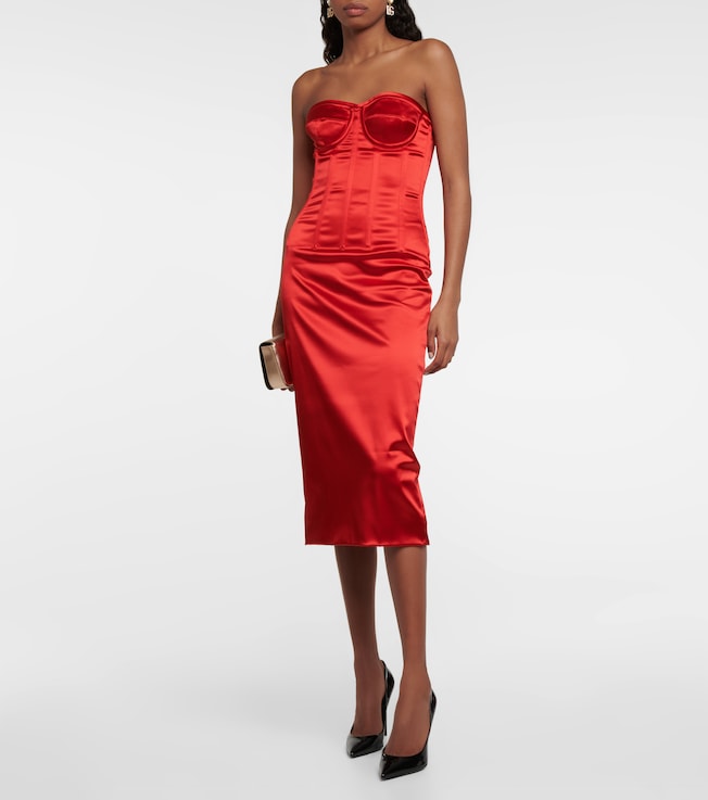 Dolce&Gabbana Strapless satin corset midi dress