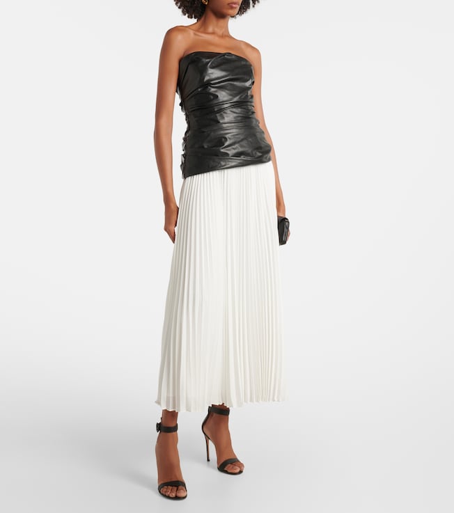 SIMKHAI Arie strapless faux leather midi dress