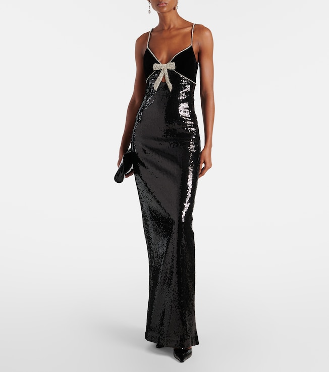 Rebecca Vallance x Nicky Hilton Lena bow-detail sequined gown