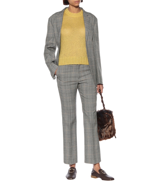 Plan C Mid-rise straight wool-blend pants