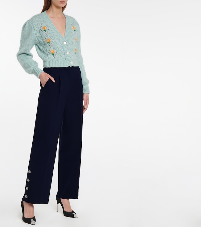 Alessandra Rich Wool-blend crêpe wide-leg pants