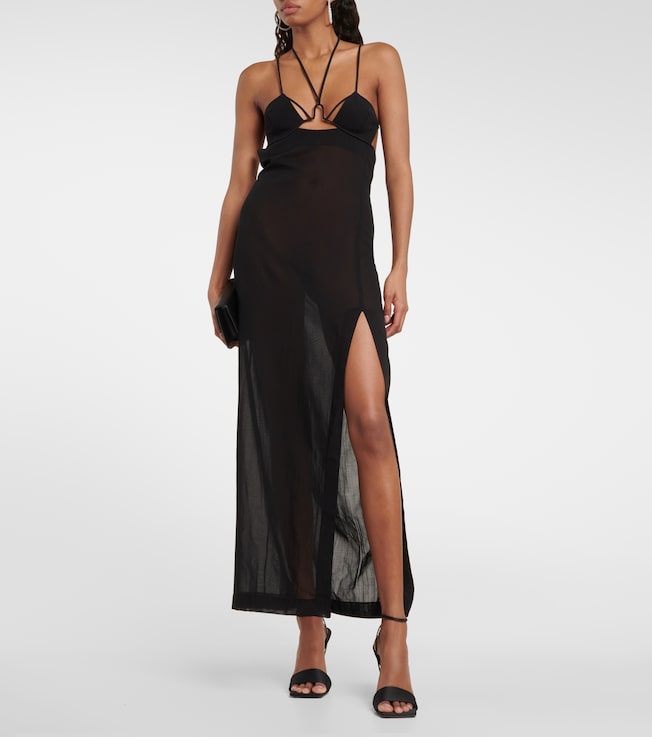 Nensi Dojaka Cutout halterneck cotton gown
