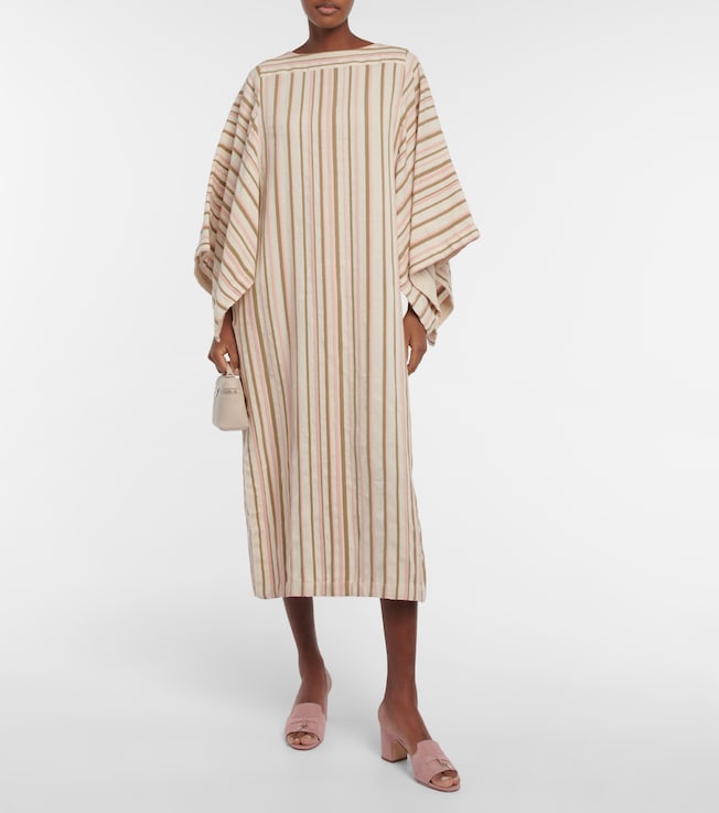 Loro Piana Striped linen-blend midi dress