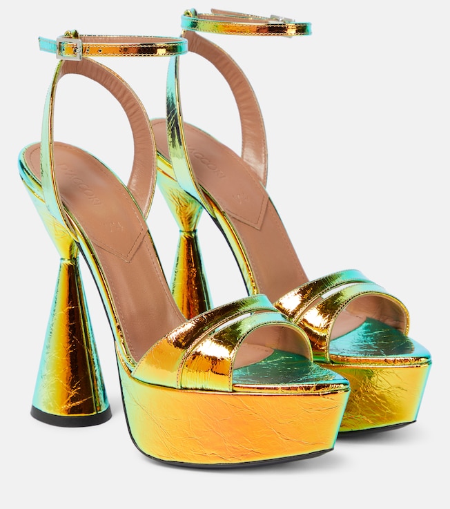 D'ACCORI Skye mirrored faux leather platform sandals