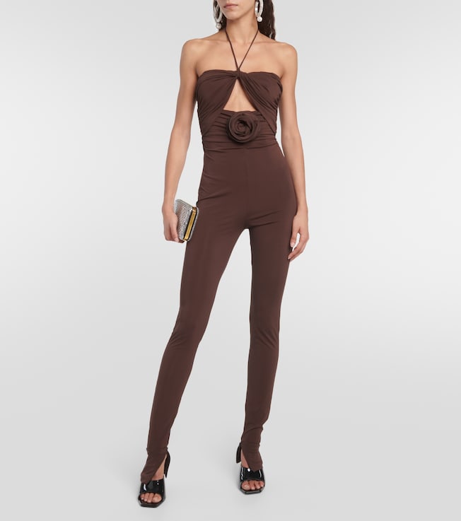 Magda Butrym Floral-appliqué cutout jersey jumpsuit