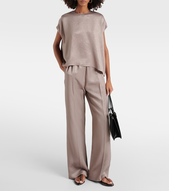Fforme Maud high-rise metallic wide-leg pants