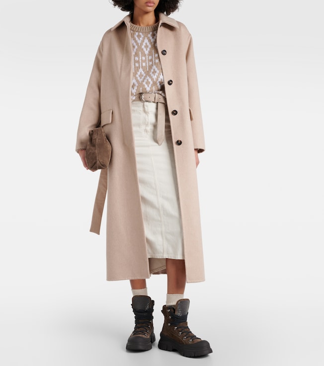Brunello Cucinelli Cotton and linen midi skirt