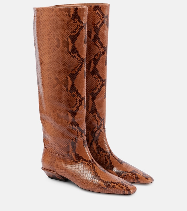 Paris Texas Bettina snake-effect leather knee-high boots