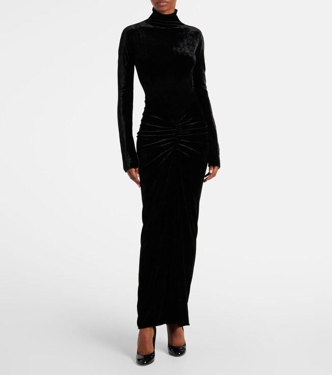 Alaïa Ruched velvet midi dress