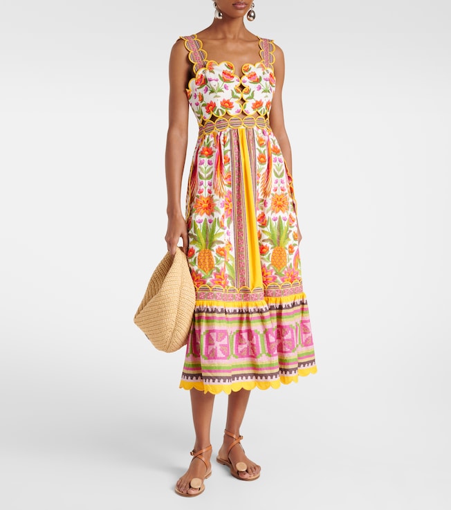 FARM Rio Floral linen-blend maxi dress
