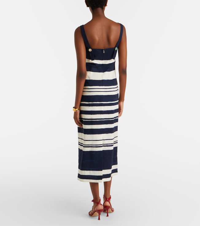  Veronica Beard Ella striped linen-blend midi dress