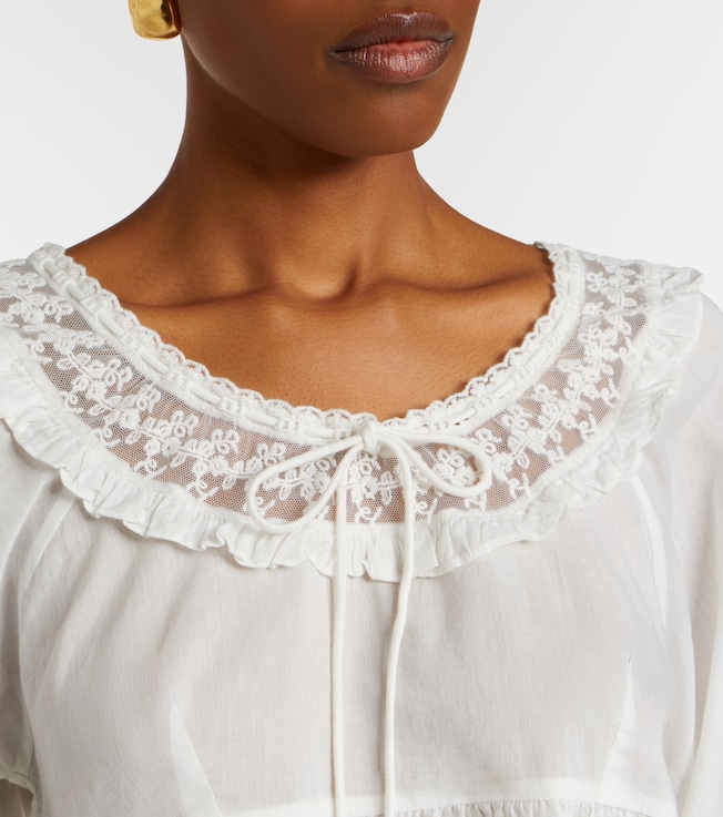 POSSE Posse Danielle lace-trimmed cotton blouse