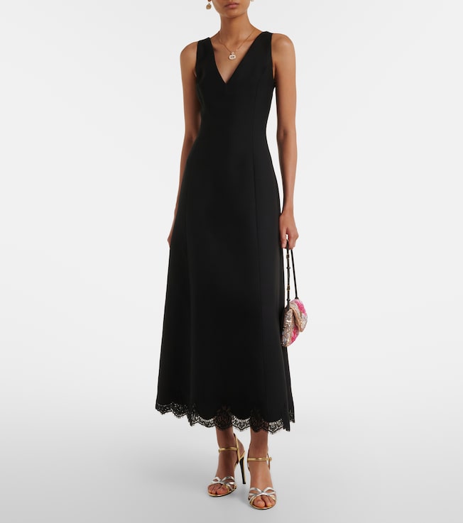 Valentino Crepe Couture lace-trimmed midi dress 