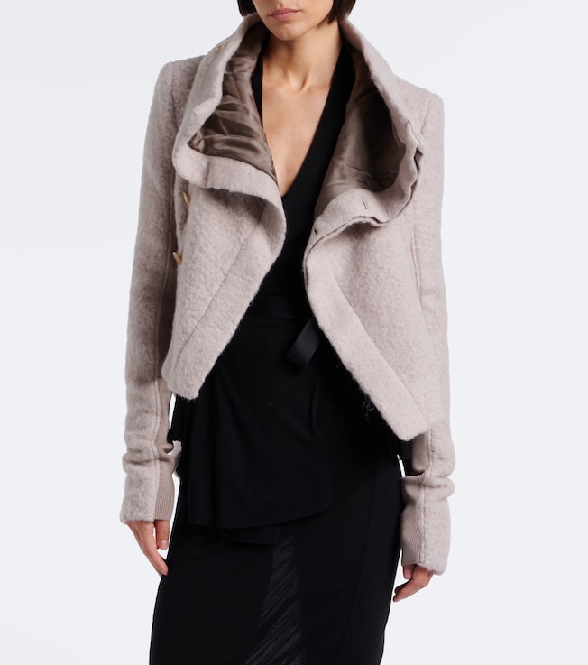 Rick Owens Asymmetric alpaca and wool-blend jacket
