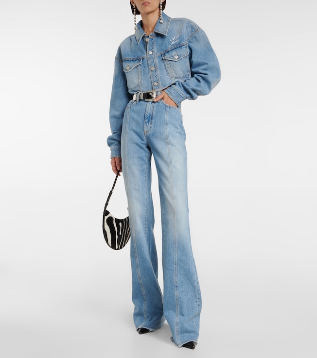 Alessandra Rich Paneled high-rise flared jeans