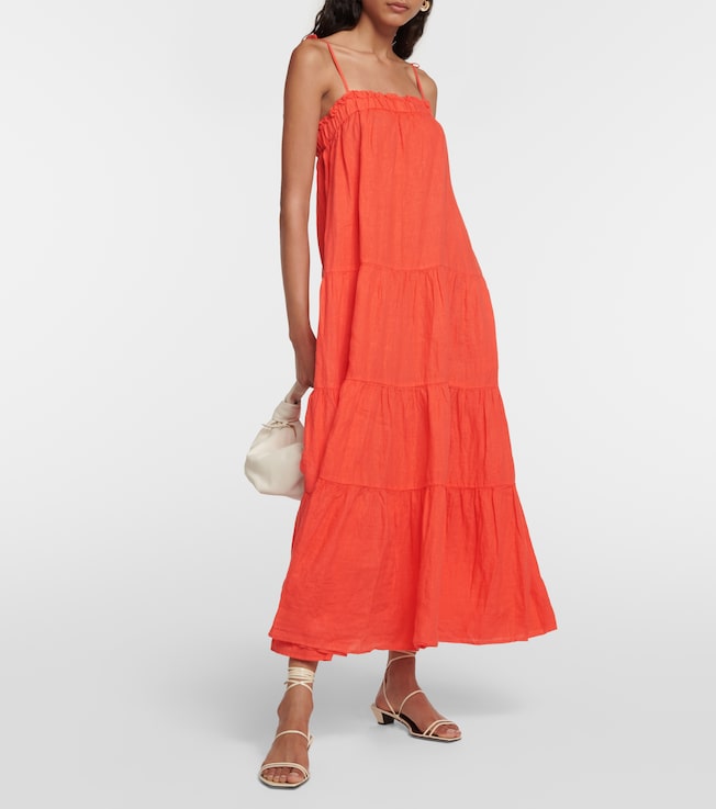 Velvet Charlie tiered linen maxi dress