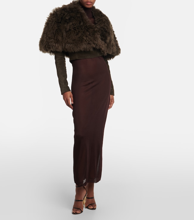 Alaïa Cropped shearling and suede jacket