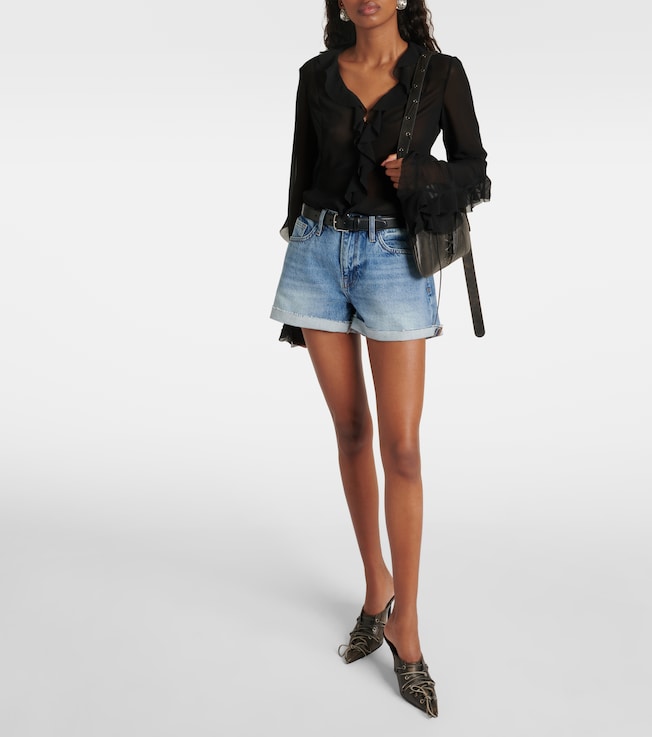 FRAME Le Grand Garçon high-rise denim shorts